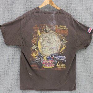 Vintage SCORE Race Wear Shirt Men Large L Brown Graphic Art Off Road Mexico Baja